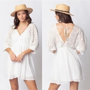 Mustard Seed White Sheer Eyelet Beach Dress